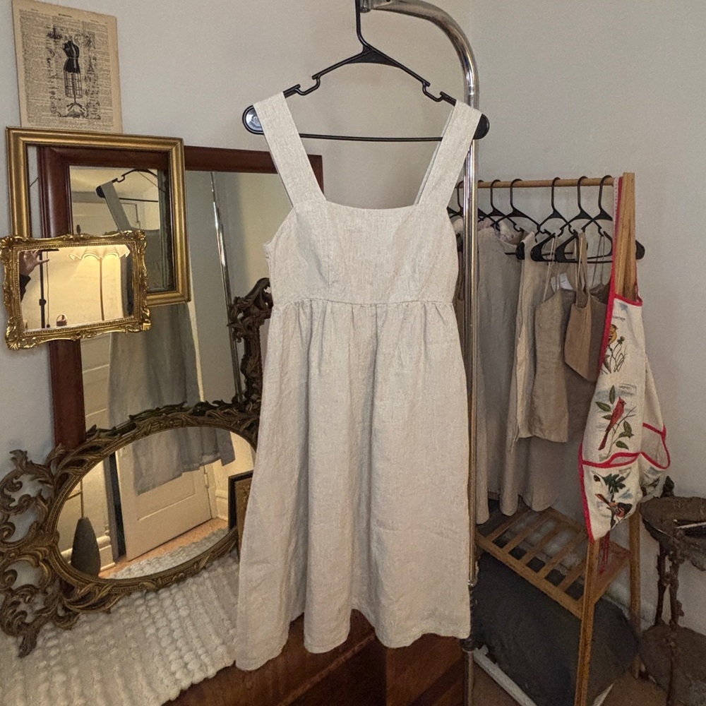 NWOT Moodlin Linnea Cream Sleeveless Linen Dress